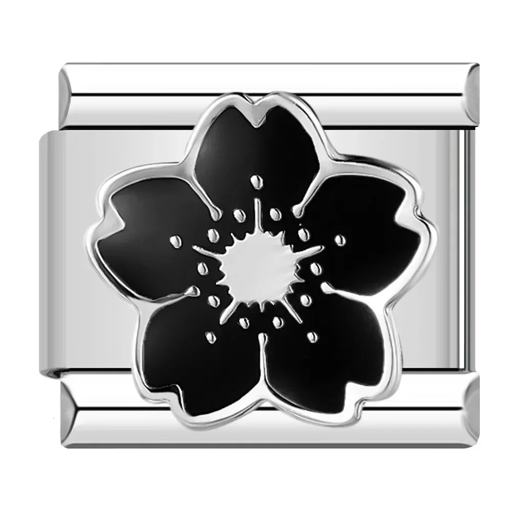 Black flower charm