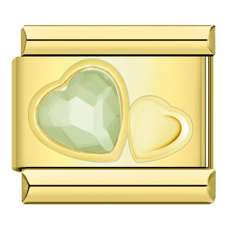 Lime Heart Charm | Gold Italian Charm Bracelet