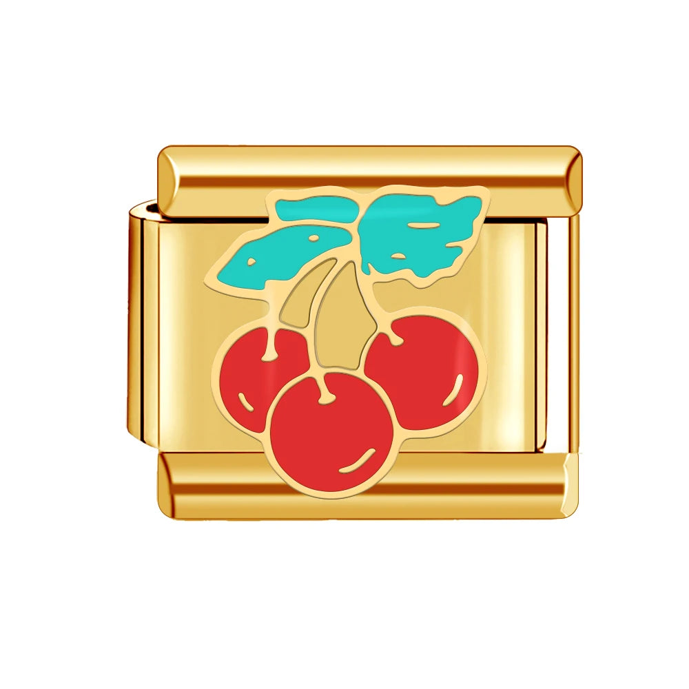 Cherry Charm | Gold Italian Charm Bracelet