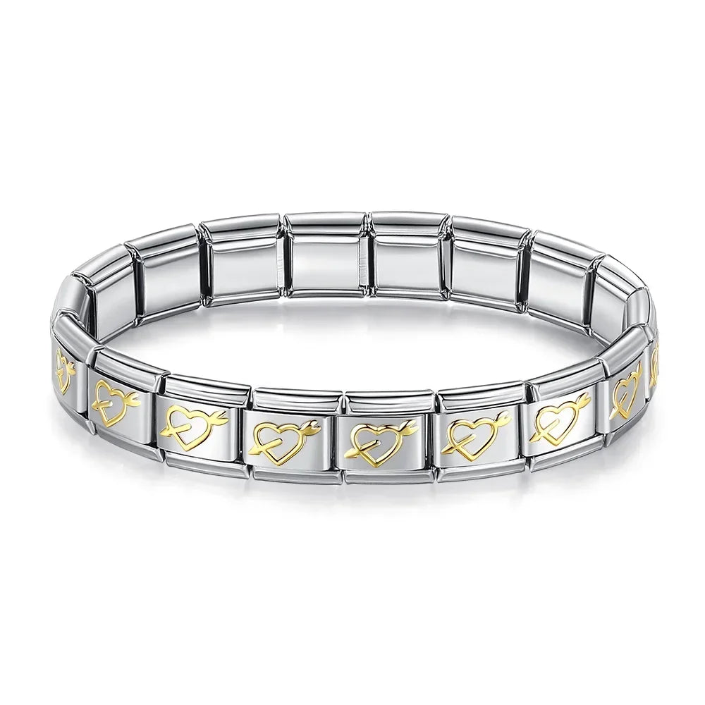 Italienisches Charm-Armband aus Silber mit Herz und Pfeil – 9 mm fertiges Armband
