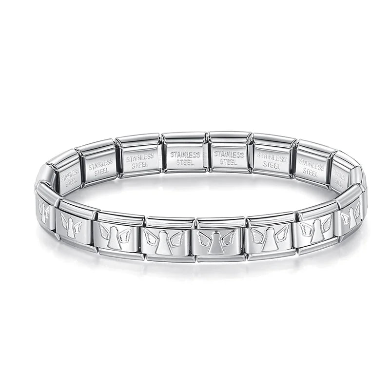 Angel Silver Italian Charm Bracelet - 9mm Ready Made Bracelet