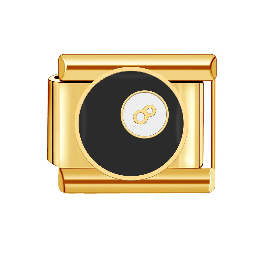 8 Ball Charm | Gold Italian Charm Bracelet