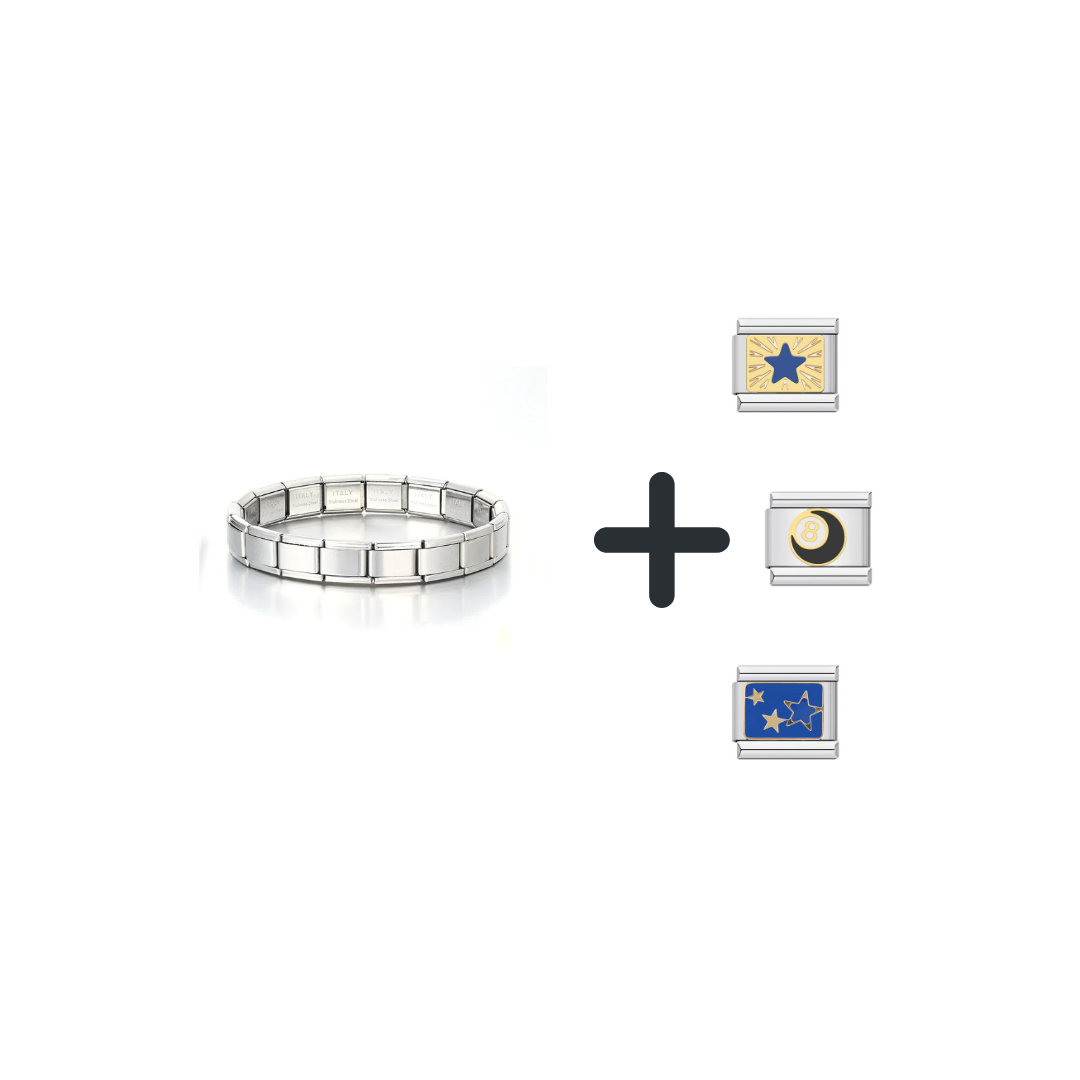 Italian Charm Bracelet Bundle - 1x Bracelet and 3x Charms