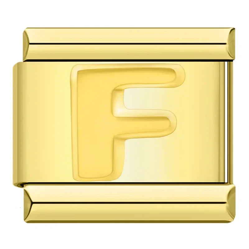 Letter F Charm | Gold Italian Charm Bracelet