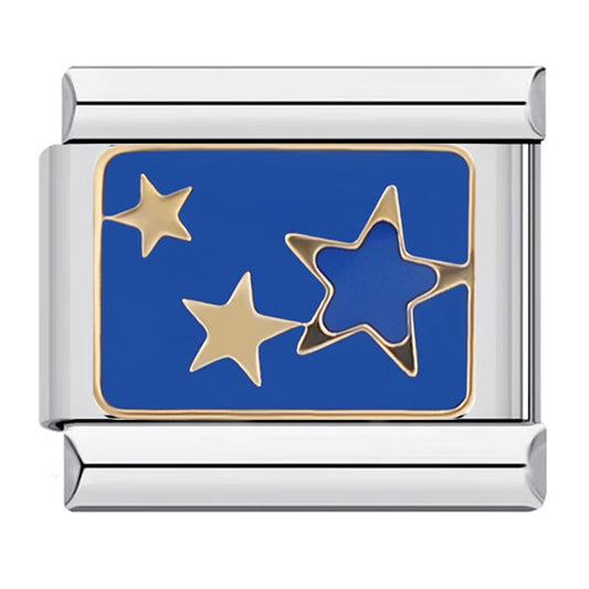 Charm dames armband met gouden ashouder - petrol - Amare Memories Charm dames armband met gouden ashouder - petrol - Amare Memories