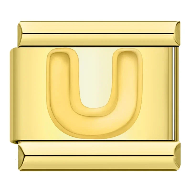 Letter U Charm | Gold Italian Charm Bracelet